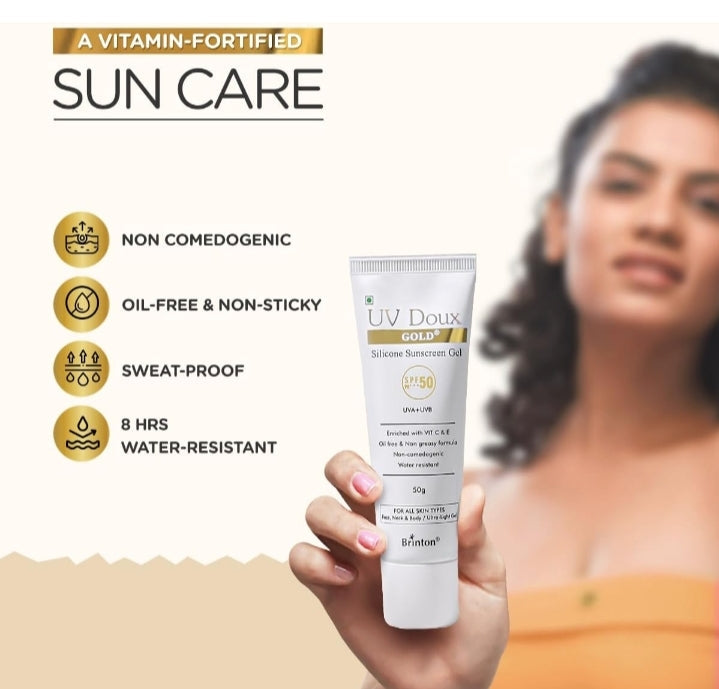 UV Doux Gold Silicone Sunscreen Gel SPF 50 PA+++ 50g