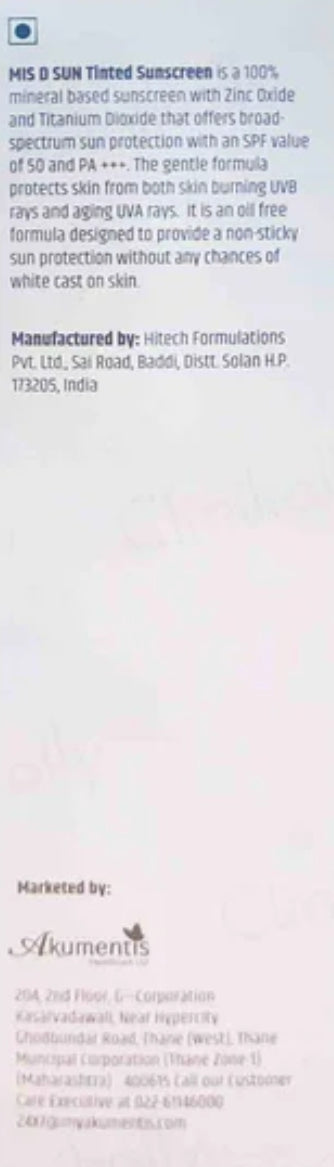 Mis D Sun Tinted Sunscreen SPF 50 PA+++ 50G